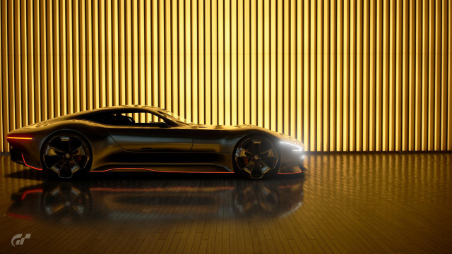 Black sports car yellow wall free wallpaper for desktop - medium preview image