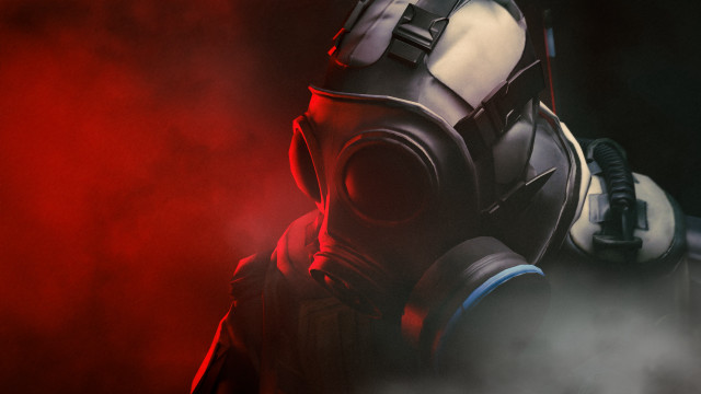 Gasmask man redlight smoke pilot free wallpaper for desktop - medium preview image