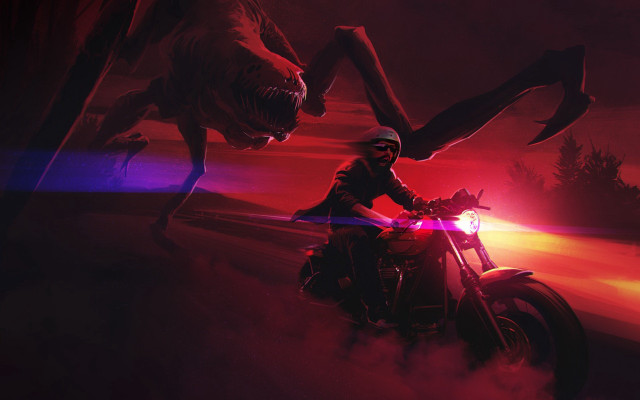 Man motorcycle giant monster red free wallpaper for desktop - medium preview image