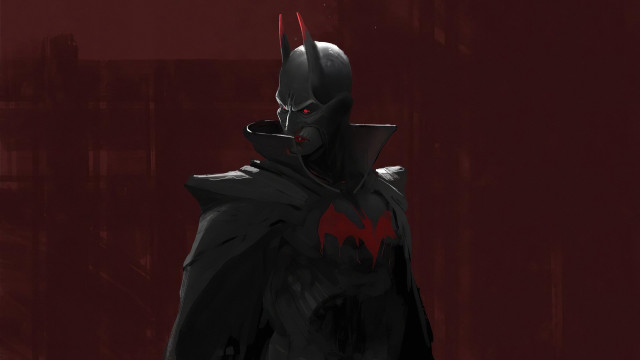 Batman black suit red eyes free wallpaper for desktop - medium preview image