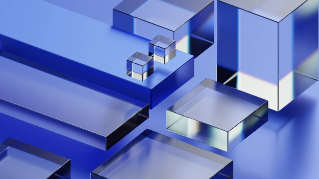 Blue abstract cubes mirrors cinema4d free wallpaper for desktop - medium preview image