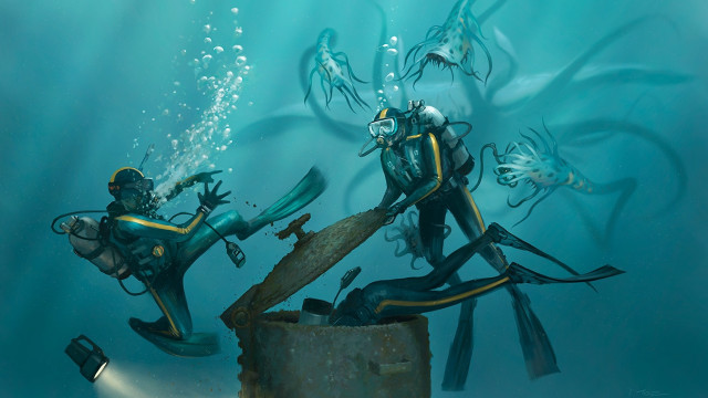 Divers submerged fantasy watercraft magic free wallpaper for desktop - medium preview image