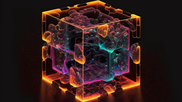 Neon cube bubbles space astronaut free wallpaper for desktop - medium preview image