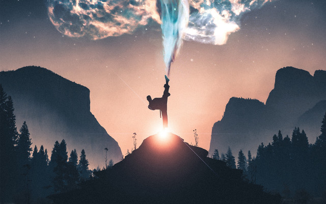 Mountain man sky cloud city free wallpaper for desktop - medium preview image