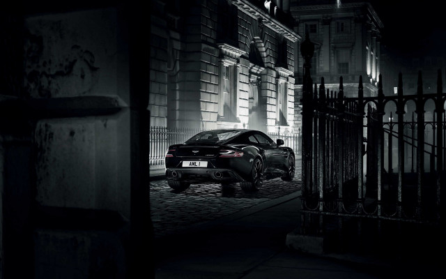 Car building night headlight mood free wallpaper for desktop - medium preview image