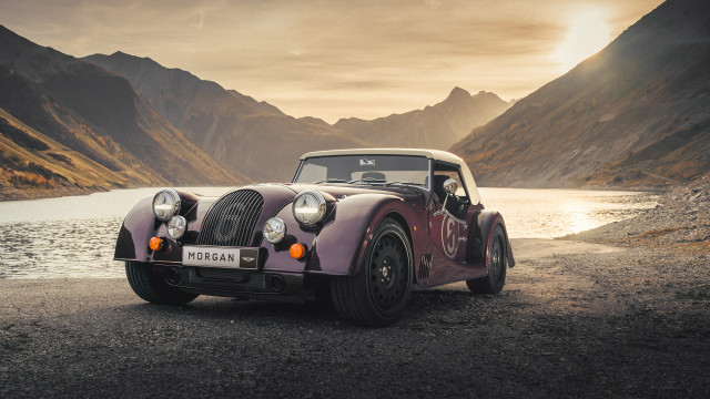Purple car lake mountains 3d free wallpaper for desktop - medium preview image
