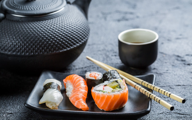 Sushi chopsticks teapot tea food free wallpaper for desktop - medium preview image