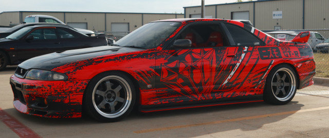 Red car designs parking lot free wallpaper for desktop - medium preview image