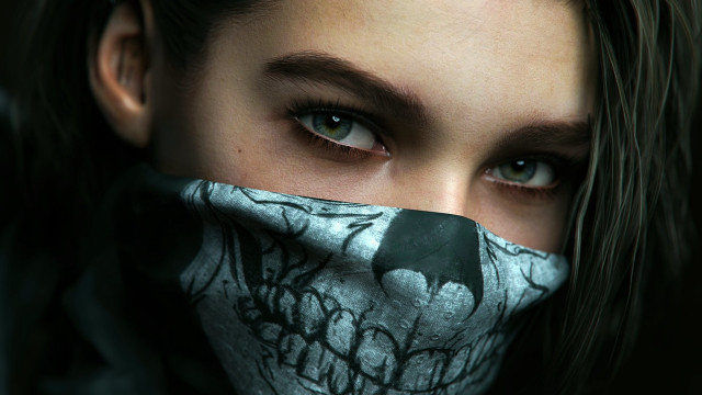 Woman skull mask scarf closed free wallpaper for desktop - medium preview image