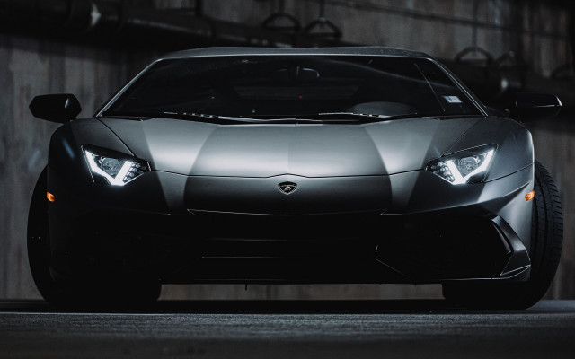 Black sports car garage lights free wallpaper for desktop - medium preview image