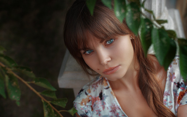 Woman long hair blue eyes #36 free wallpaper for desktop - medium preview image