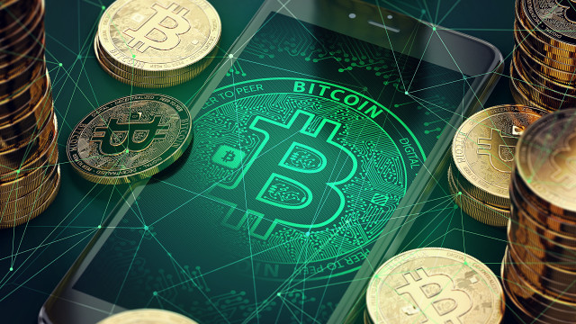 Phone coins bitcoin futurism 3D free wallpaper for desktop - medium preview image