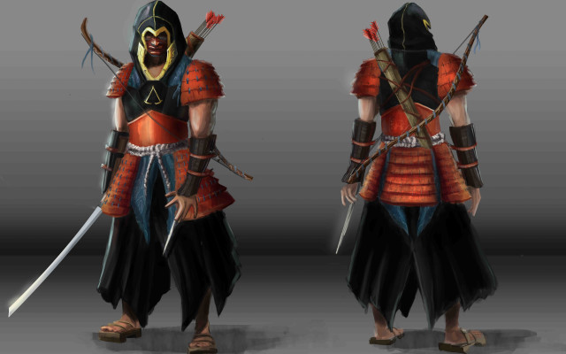 Samurai hooded character swords concept free wallpaper for desktop - medium preview image