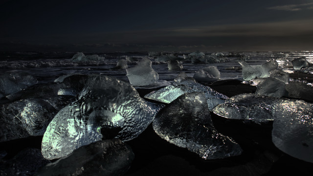 Ice chunks beach night full free wallpaper for desktop - medium preview image