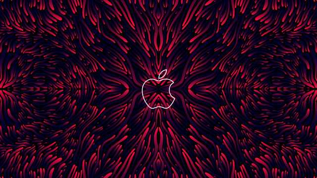Apple logo red black leaves free wallpaper for desktop - medium preview image