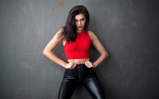 Elina karimova red top black free wallpaper for desktop - medium preview image