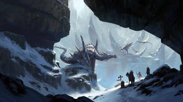 Cave dragon mountain fantasy armor free wallpaper for desktop - medium preview image