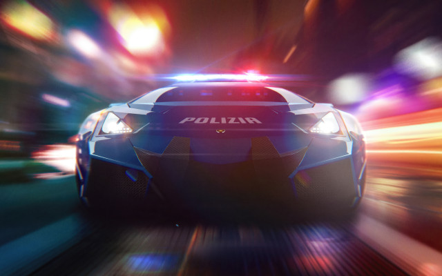 Police car speeding night city free wallpaper for desktop - medium preview image