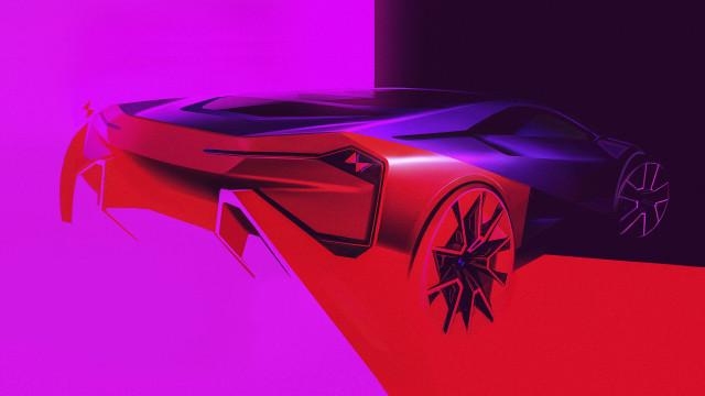 Futuristic car synthwave gradient 3d free wallpaper for desktop - medium preview image