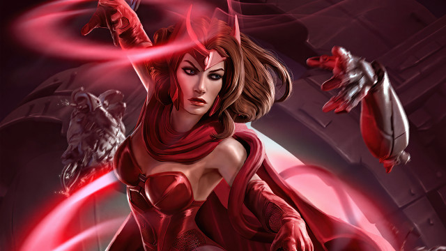 Woman red costume sword demon free wallpaper for desktop - medium preview image