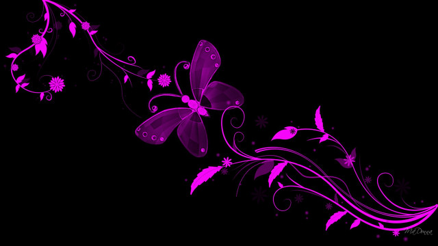 Purple flower blue butterfly gothic free wallpaper for desktop - medium preview image