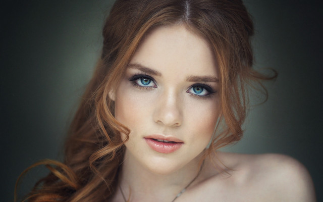 Blonde blueeyes necklace wind blowing free wallpaper for desktop - medium preview image