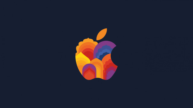 Apple logo dark blue red free wallpaper for desktop - medium preview image