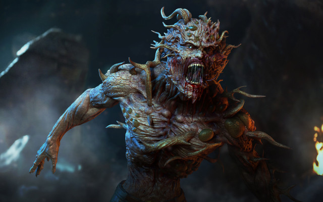 Demonic creature flames smoke glowing free wallpaper for desktop - medium preview image