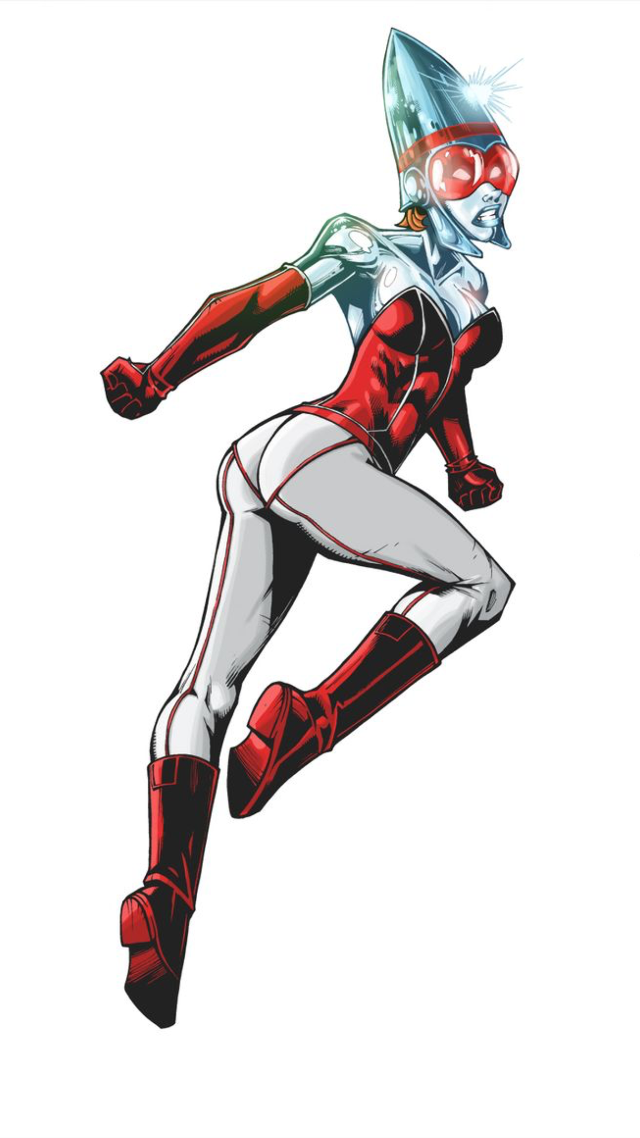 Woman red white costume flying free wallpaper for mobile - medium preview image