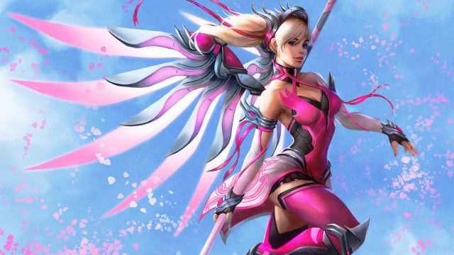 Woman sword wings pink outfit free wallpaper for desktop - medium preview image