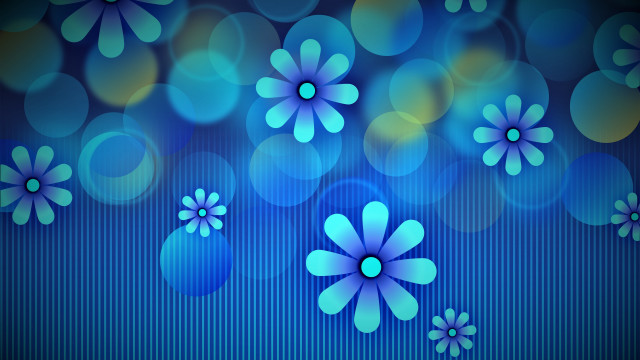 Blue background flowers bubbles blue free wallpaper for desktop - medium preview image
