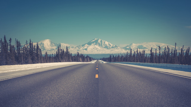 Mountain road trees city lake free wallpaper for desktop - medium preview image