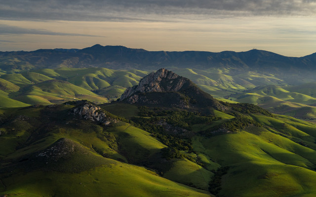 Mountain range green hills cloudy free wallpaper for desktop - medium preview image