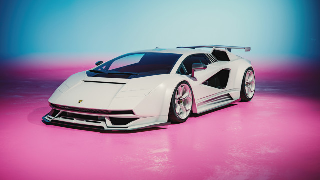 White sports car pink background free wallpaper for desktop - medium preview image