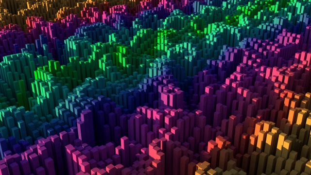 Colorful blocks rainbow generative raytraced free wallpaper for desktop - medium preview image
