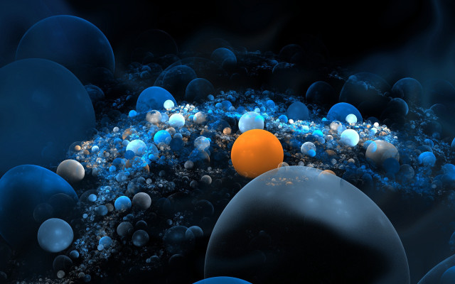 Orange ball space particles raytraced free wallpaper for desktop - medium preview image