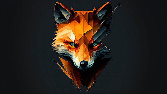Fox blue eyes low poly free wallpaper for desktop - medium preview image