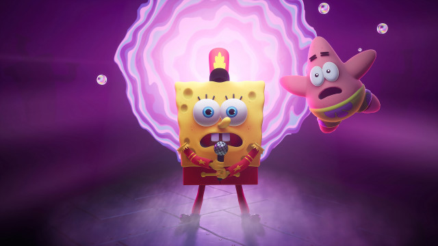 Spongebob pinkish purple room hologram free wallpaper for desktop - medium preview image