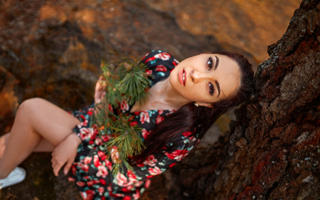 Elina karimova floral dress pine free wallpaper for desktop - medium preview image