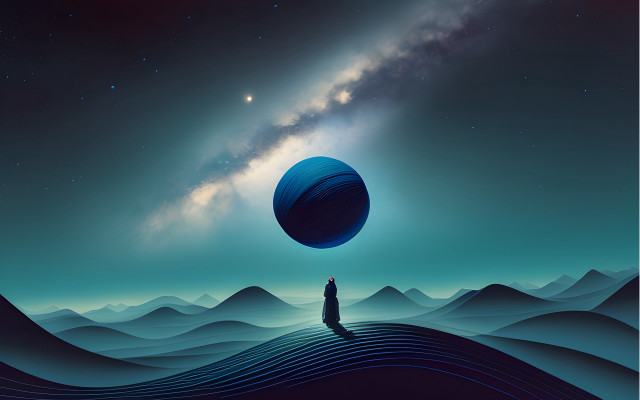 Hill astral planetary digital night free wallpaper for desktop - medium preview image