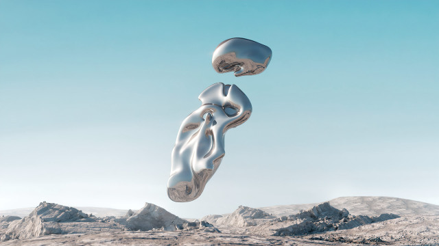 Silver floating mountain sky abstract free wallpaper for desktop - medium preview image