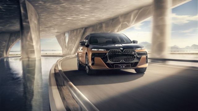 Car highway bridge ocean mountains free wallpaper for desktop - medium preview image