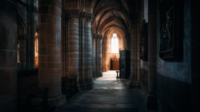 Dark hallway light window person free wallpaper for desktop - medium preview image