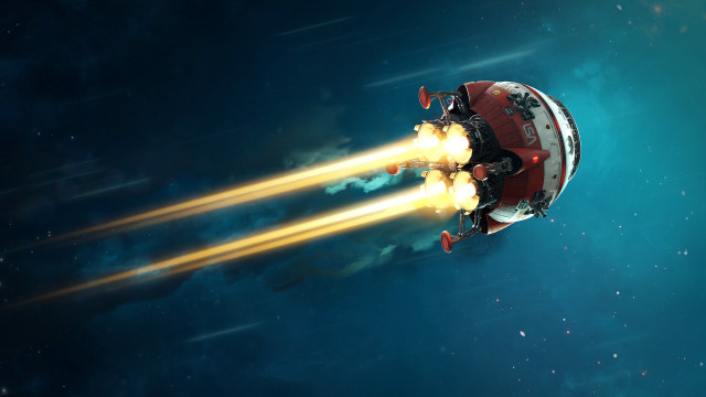 Space ship rockets ocean stars free wallpaper for desktop - medium preview image