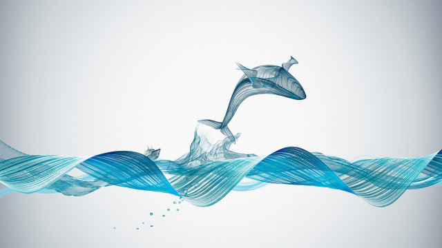 Dolphin ocean wave water 3d free wallpaper for desktop - medium preview image