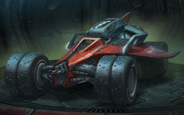 Futuristic military vehicle cockpit red free wallpaper for desktop - medium preview image