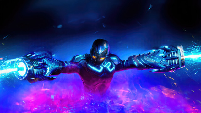 Futuristic man glowing arm armor free wallpaper for desktop - medium preview image