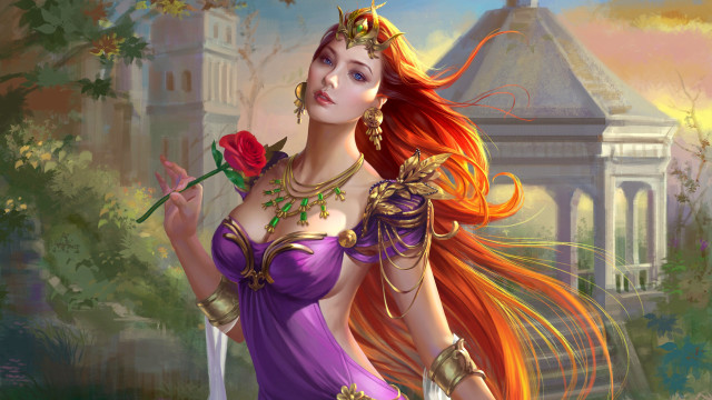 Purple dress rose fantasy art free wallpaper for desktop - medium preview image