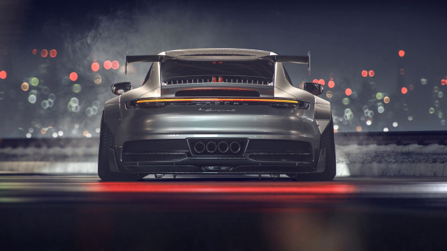 Silver sports car night city #3 free wallpaper for desktop - medium preview image