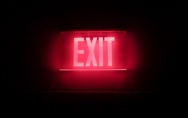Red exit sign dark lit free wallpaper for desktop - medium preview image
